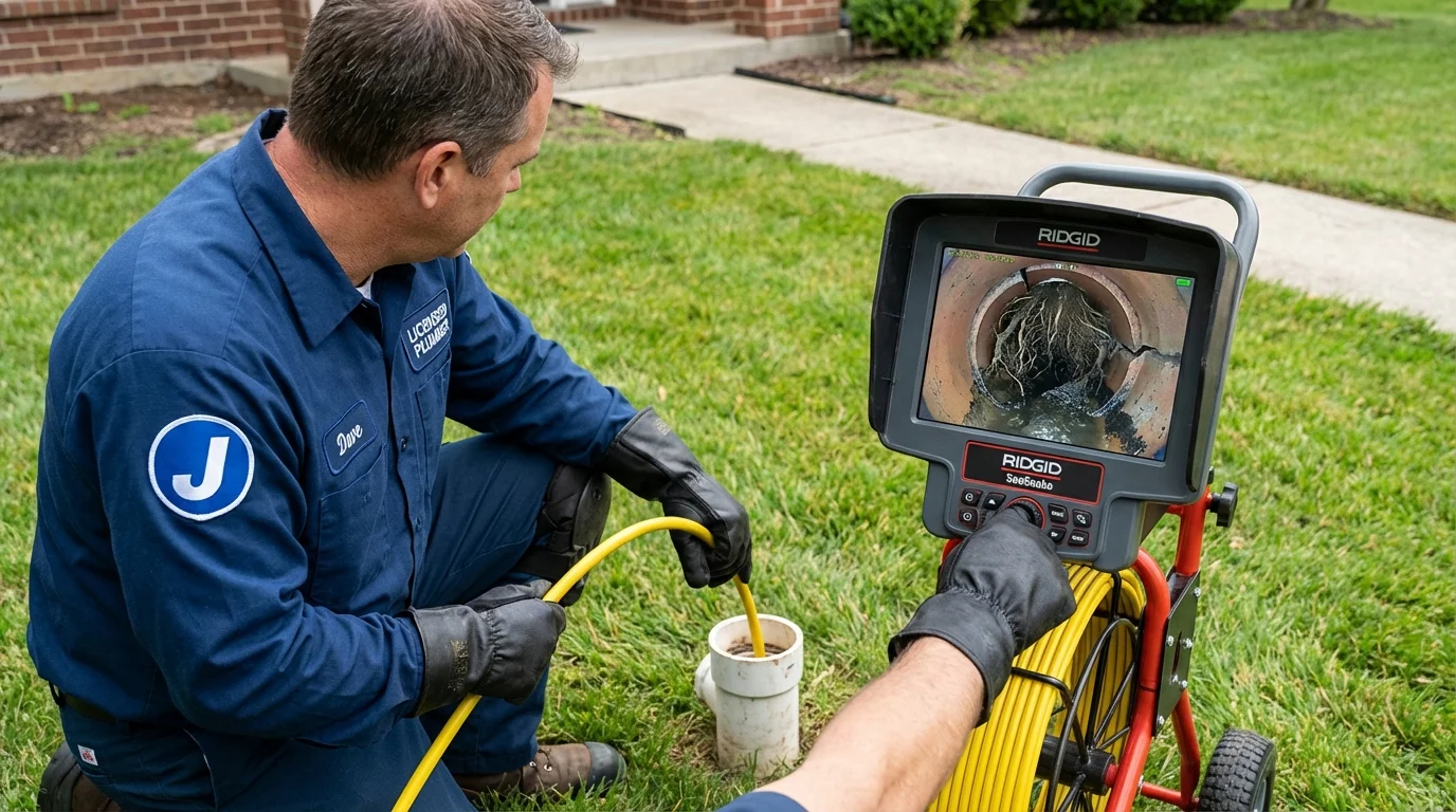 Sewer camera inspection being performed by Johns Plumbing LLC in Allendale